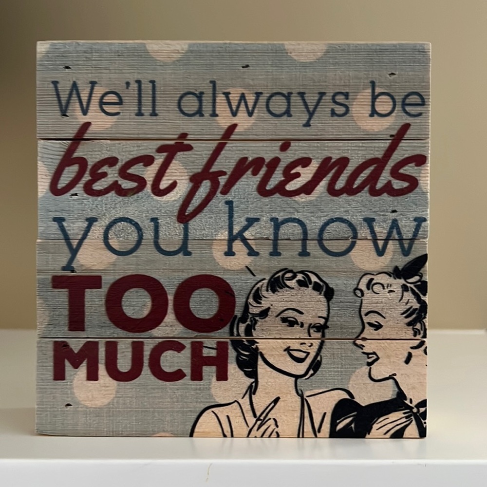 NEW WOOD SIGN “We’ll always be friends you know too much”